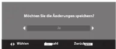 Möchten Sie die Änderungen speichern? Ja Wählen Erwahl Zurück