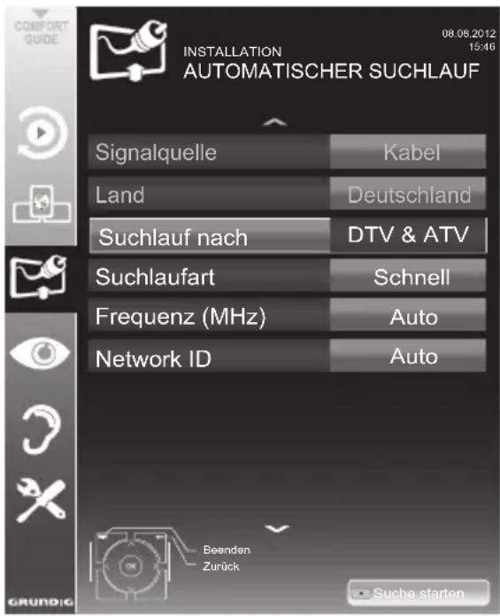 GRUNDIG RIO 32 CLE 8327 BL - Digitalen Fernseh-Programme vom Kabelbetreiber automatisch suchen - 1