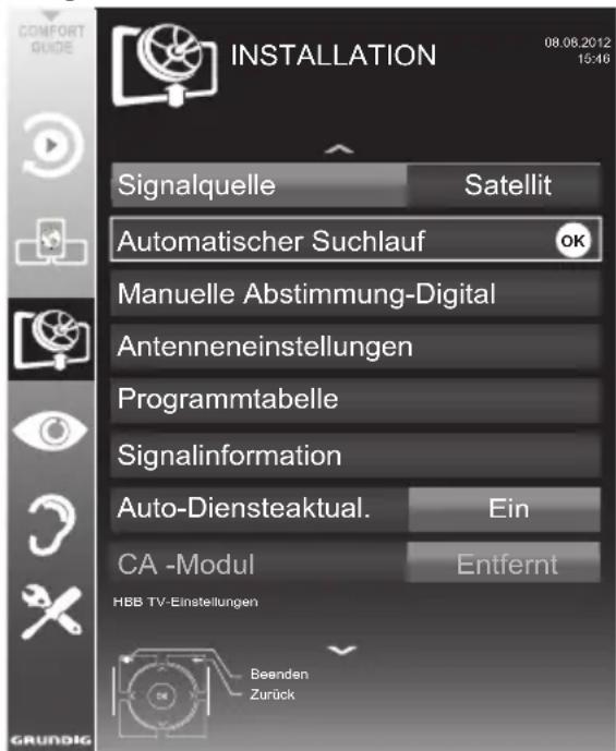 GRUNDIG RIO 32 CLE 8327 BL - Digitale Fernseh-Programme eines Satelliten automatisch suchen - 1