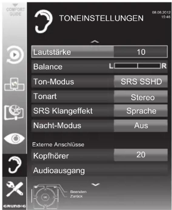 GRUNDIG RIO 32 CLE 8327 BL - Toneinstellungen - 1