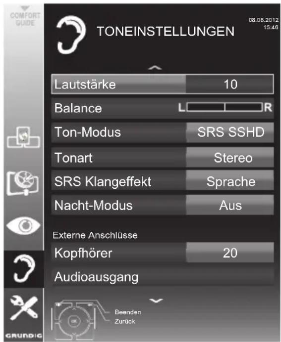 GRUNDIG 55 VLE 923 BL - Toneinstellungen - 1