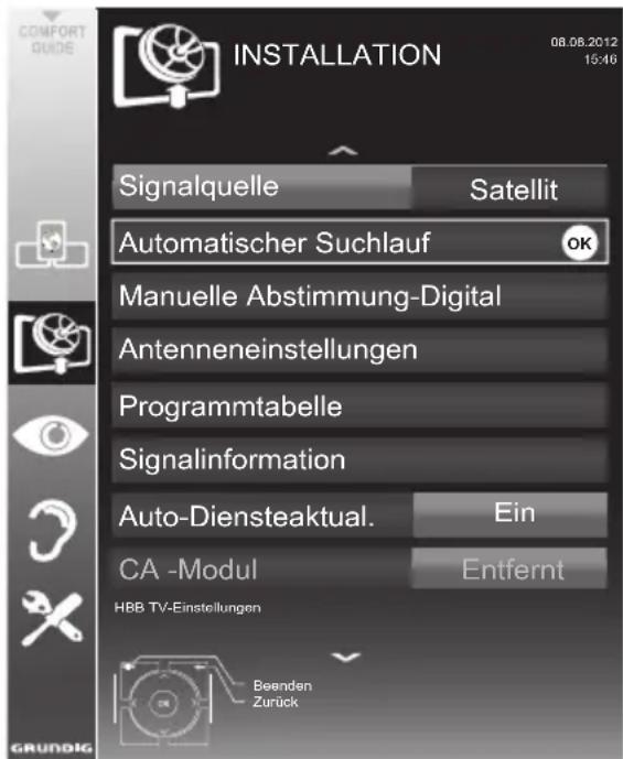 GRUNDIG 55 VLE 923 BL - Digitale Fernseh-Programme eines Satelliten automatisch suchen - 1