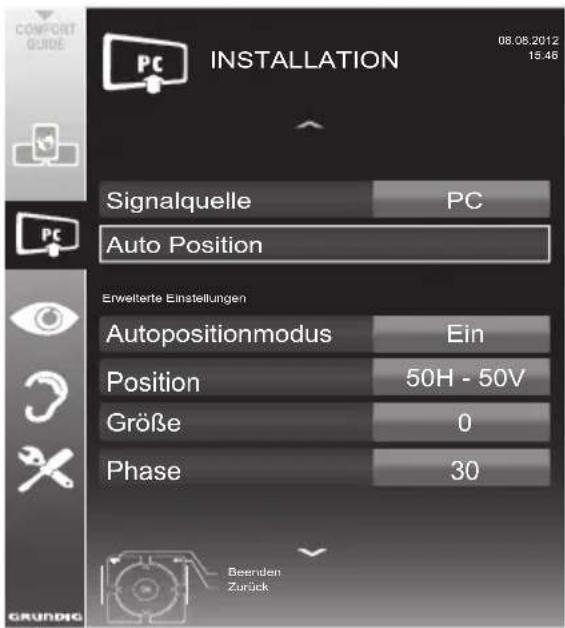 GRUNDIG 55 VLE 922 BL - Einstellungen zum PC-Betrieb - 1