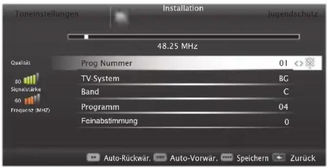 GRUNDIG 49 VLE 822 BL - Analoge Fernseh-Programme durch Eingeben der Kanalzahlen einstellen - 1