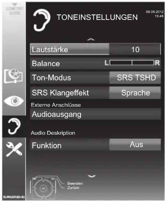 GRUNDIG 48 VLE 685 BG - Toneinstellungen - 1