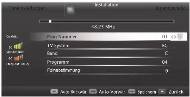 GRUNDIG 48 VLE 666 BL - Analoge Fernseh-Programme durch Eingeben der Kanalzahlen einstellen - 1