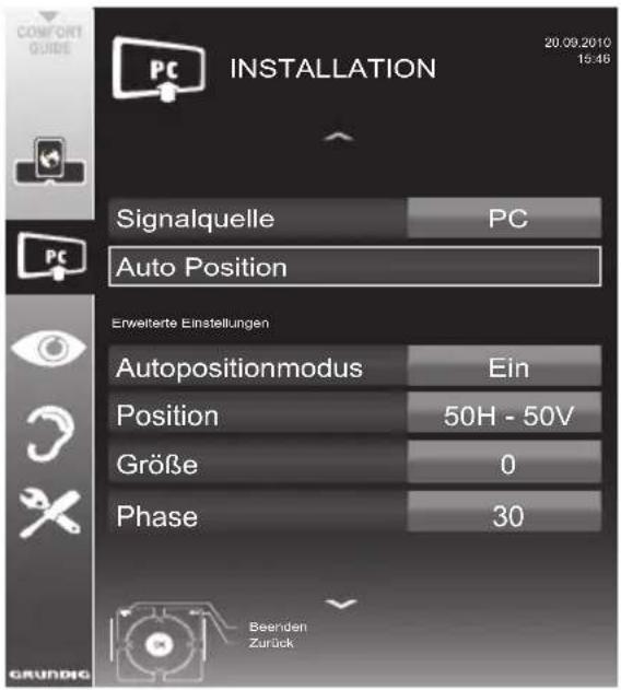 GRUNDIG 47 VLE 9270 WL - Einstellungen zum PC-Betrieb - 1