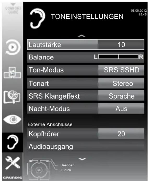 GRUNDIG Sydney 47 CLE 9476 BL - Toneinstellungen - 1