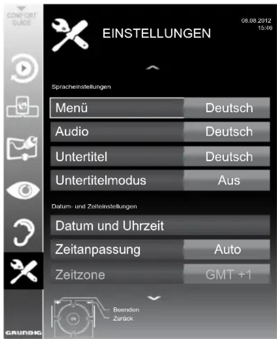 GRUNDIG New Tork 47 CLE 9486 SL - Menü EINSTELLUNGEN aufrufen - 1