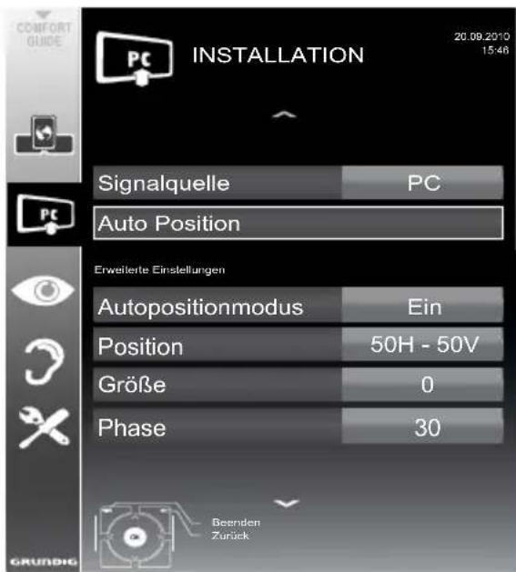 GRUNDIG 40 VLE 869 BL - Einstellungen zum PC-Betrieb - 1