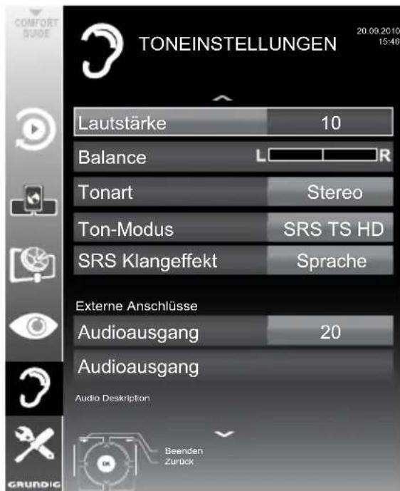 GRUNDIG 40 VLE 869 BL - Toneinstellungen - 1