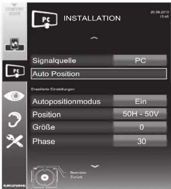 GRUNDIG 40 VLE 8270 WP - Einstellungen zum PC-Betrieb - 1