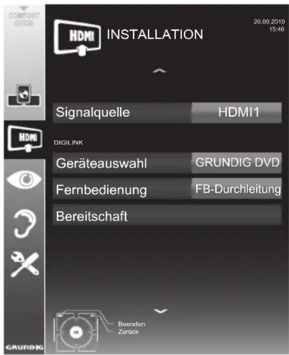 GRUNDIG 40 VLE 8270 WP - Gerätesteuerung - 1
