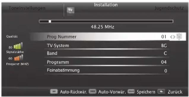 GRUNDIG 40 VLE 666 BL - Analoge Fernseh-Programme durch Eingeben der Kanalzahlen einstellen - 1