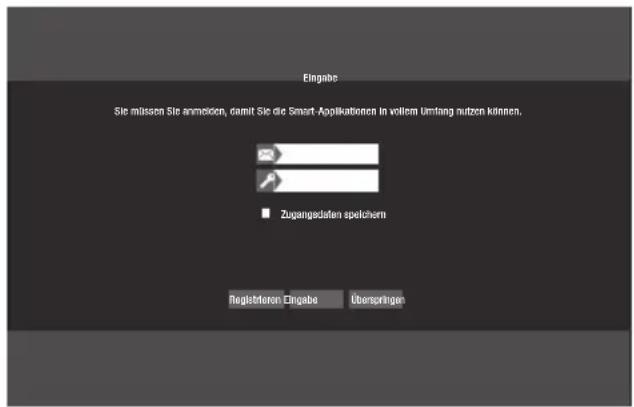 GRUNDIG 40 VLE 6520 HB - Navigieren und Texteingabe bei der Anmeldung - 1