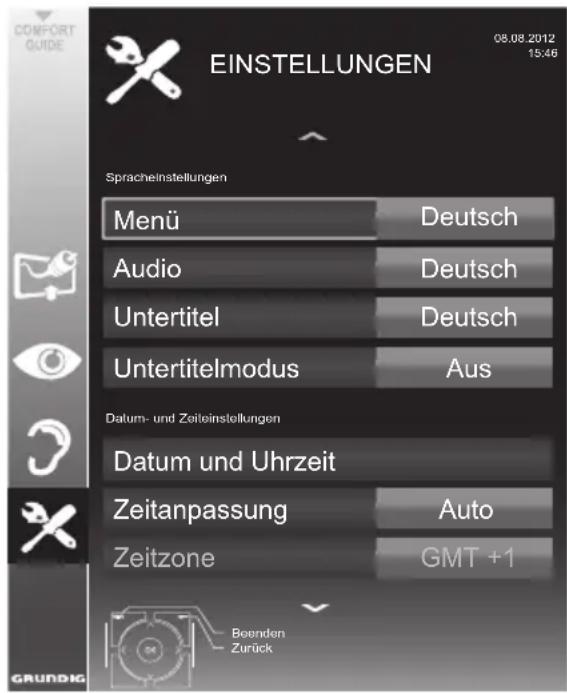 GRUNDIG 40 VLE 5420 BG - Menü EINSTELLUNGEN aufrufen - 1