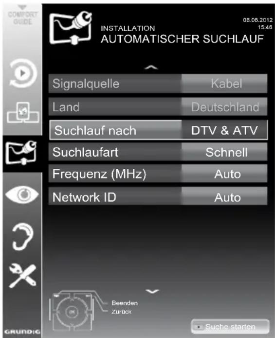 GRUNDIG Wien 39 CLE 9425 BL - Digitalen Fernseh-Programme vom Kabelbetreiber automatisch suchen - 1