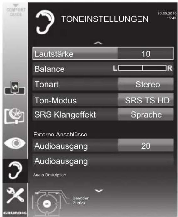 GRUNDIG 32 VLE 830 BL - Toneinstellungen - 1