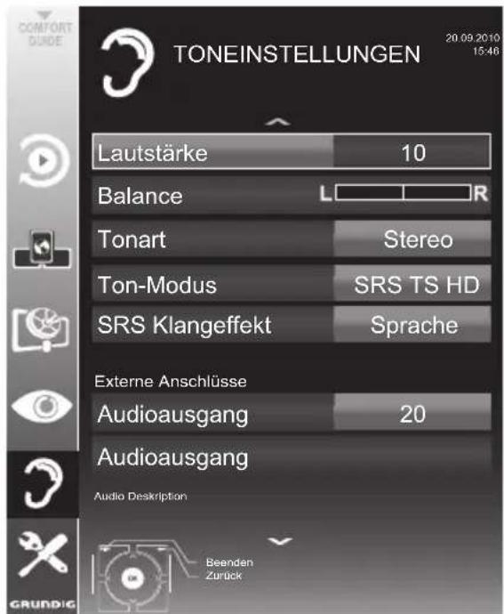 GRUNDIG 32 VLE 8230 BL - Toneinstellungen - 1