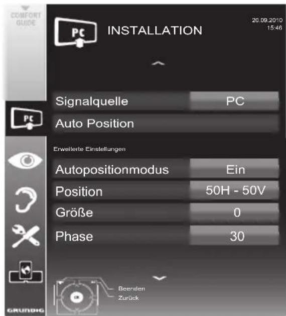 GRUNDIG 32 VLE 8120 BG - Einstellungen zum PC-Betrieb - 1