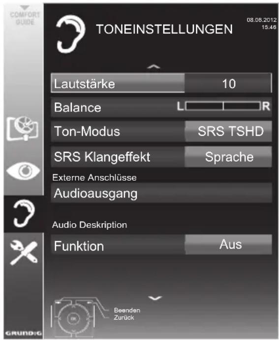GRUNDIG 32 VLE 6322 BG - Toneinstellungen - 1