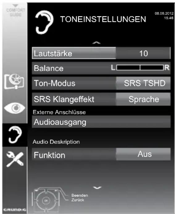GRUNDIG 32 VLE 5420 BG - Toneinstellungen - 1