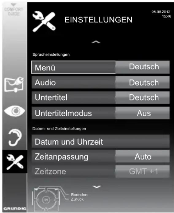GRUNDIG 32 VLE 5420 BG - Menü EINSTELLUNGEN aufrufen - 1