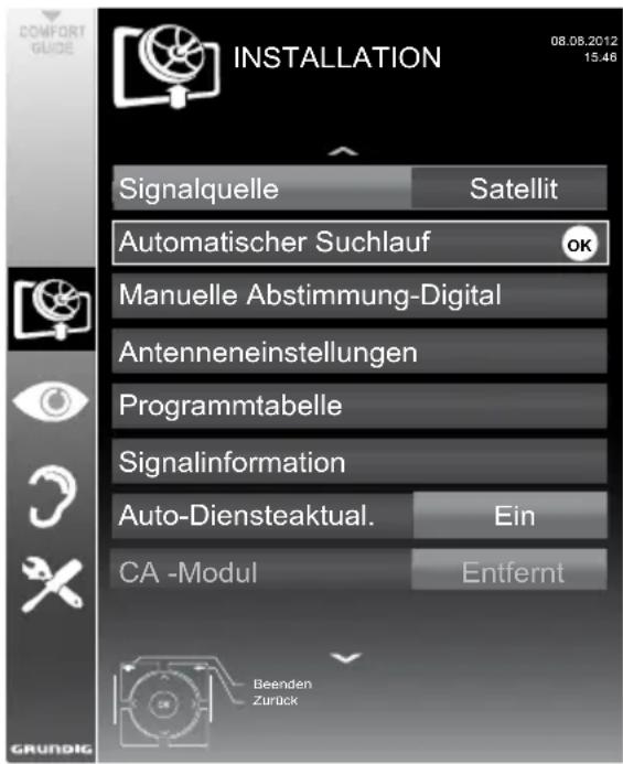 GRUNDIG 32 VLE 5420 BG - Digitale Fernseh-Programme eines Satelliten automatisch suchen - 1