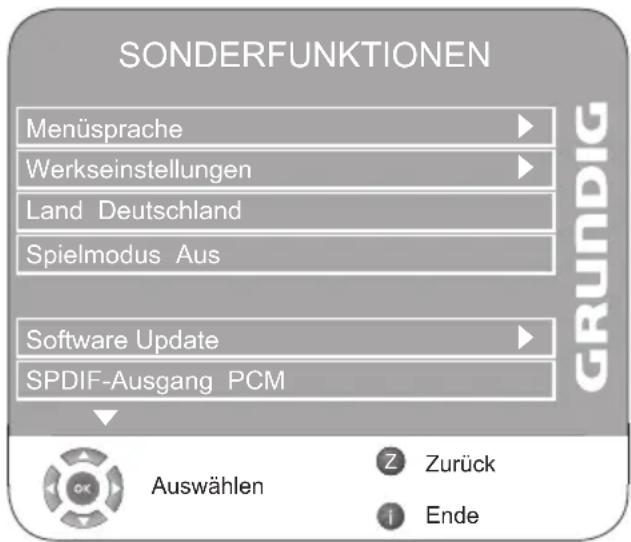 GRUNDIG 32 VLE 6041 C - Funktionen im Menü Sonder- funktionen - 1