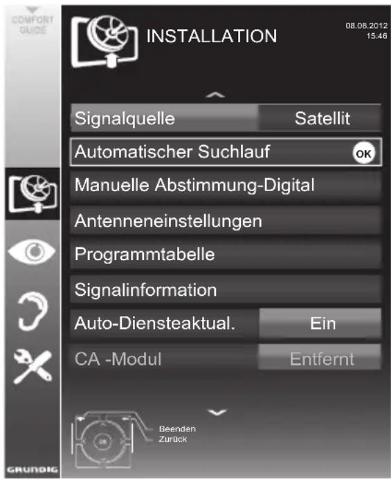 GRUNDIG 32 VLE 5323 BG - Digitale Fernseh-Programme eines Satelliten automatisch suchen - 1