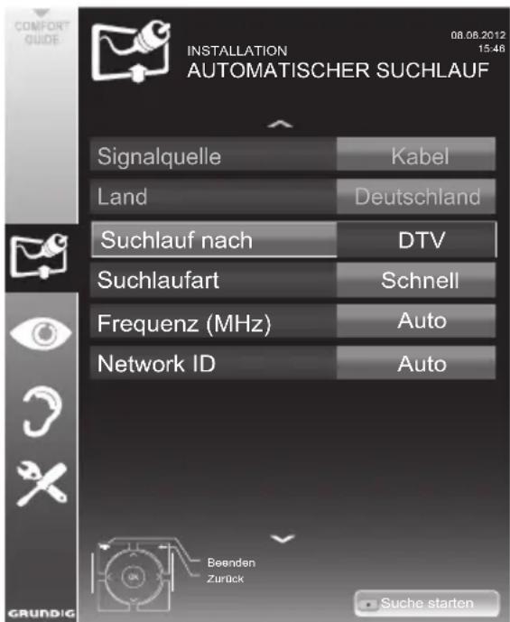 GRUNDIG 32 VLE 521 BG - Digitalen Fernseh-Programme vom Kabelbetreiber automatisch suchen - 1
