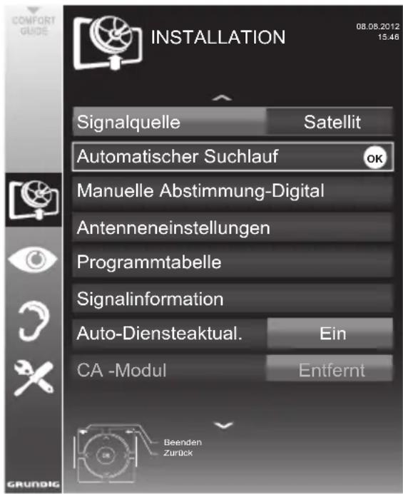 GRUNDIG 32 VLE 521 BG - Digitale Fernseh-Programme eines Satelliten automatisch suchen - 1