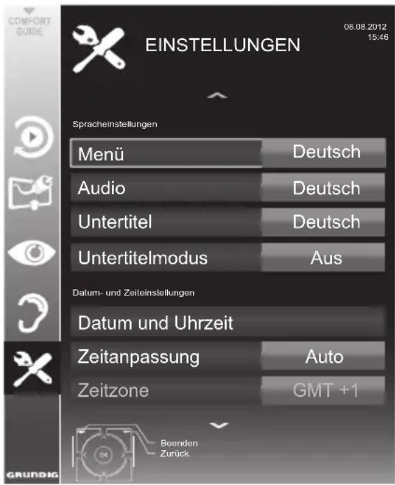 GRUNDIG Hamburg 32 CLE 5407 BG - Menü EINSTELLUNGEN aufrufen - 1