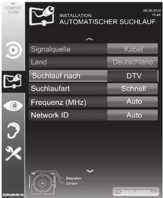 GRUNDIG Hamburg 28 CLE 5407 BG - Digitalen Fernseh-Programme vom Kabelbetreiber automatisch suchen - 1
