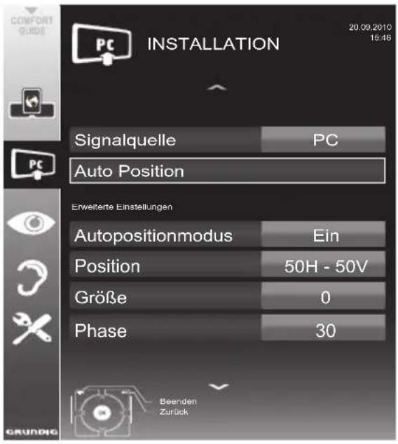 GRUNDIG 26 VLE 8200 WL - Einstellungen zum PC-Betrieb - 1