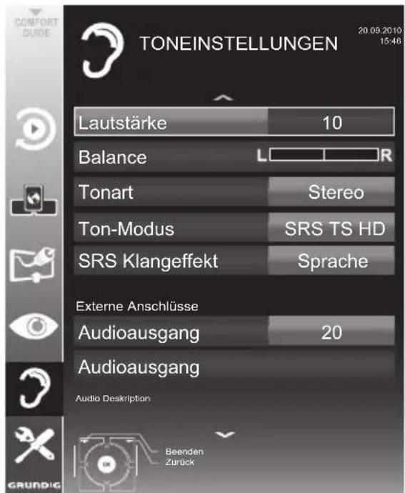 GRUNDIG 26 VLE 8200 BH - Toneinstellungen - 1
