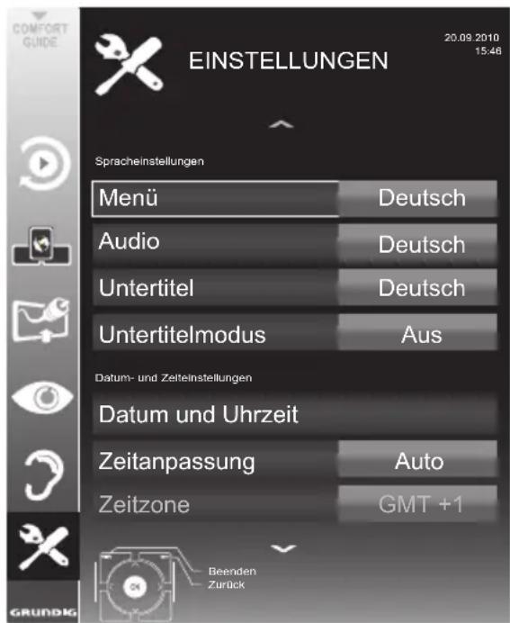 GRUNDIG 26 VLE 8200 BH - Menü EINSTELLUNGEN aufrufen - 1