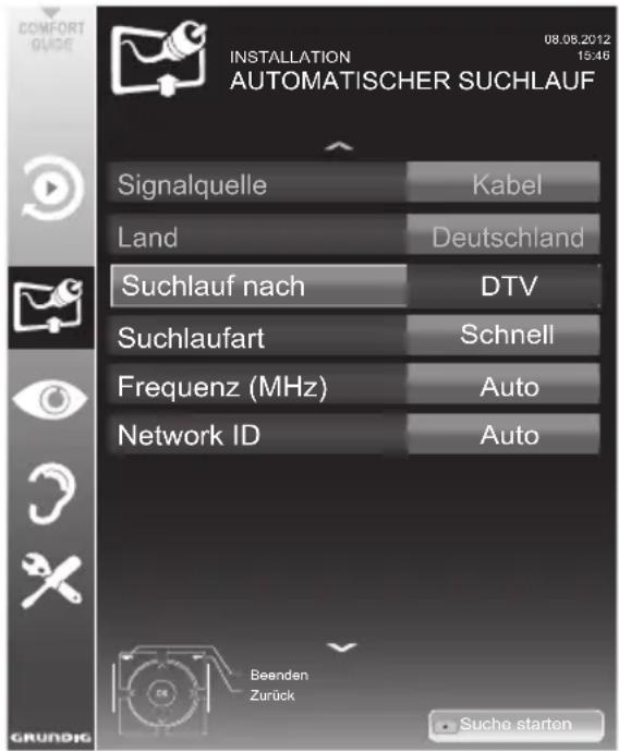 GRUNDIG 32 VLE 4500 WM - Digitalen Fernseh-Programme vom Kabelbetreiber automatisch suchen - 1