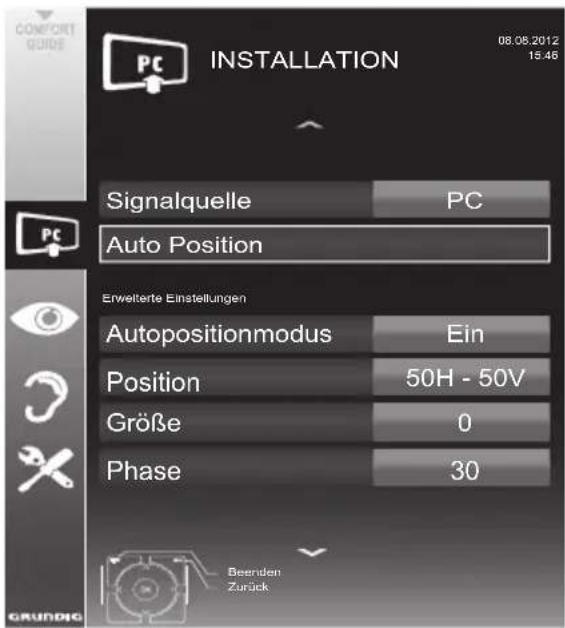GRUNDIG 32 VLE 4500 WM - Einstellungen zum PC-Betrieb - 1