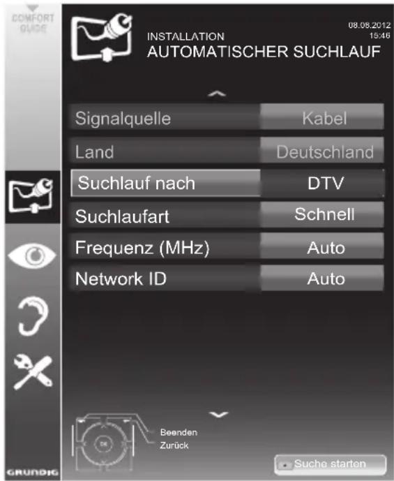 GRUNDIG 32 VLE 4500 WF - Digitalen Fernseh-Programme vom Kabelbetreiber automatisch suchen - 1