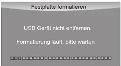 Festplatte formatieren USB Gerät nicht entfernen. Formatierung läuft, bitte warten