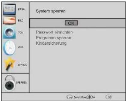 KANAL BLO TCK ZBT OPTION SPERREN System sperren OK Passwort einrichten Programm sperren Kindersicherung SPERREN 1.00 Zusch-Eurol, 1.00
