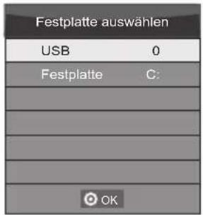 Festplatte auswählen USB 0 Festplatte C: OK