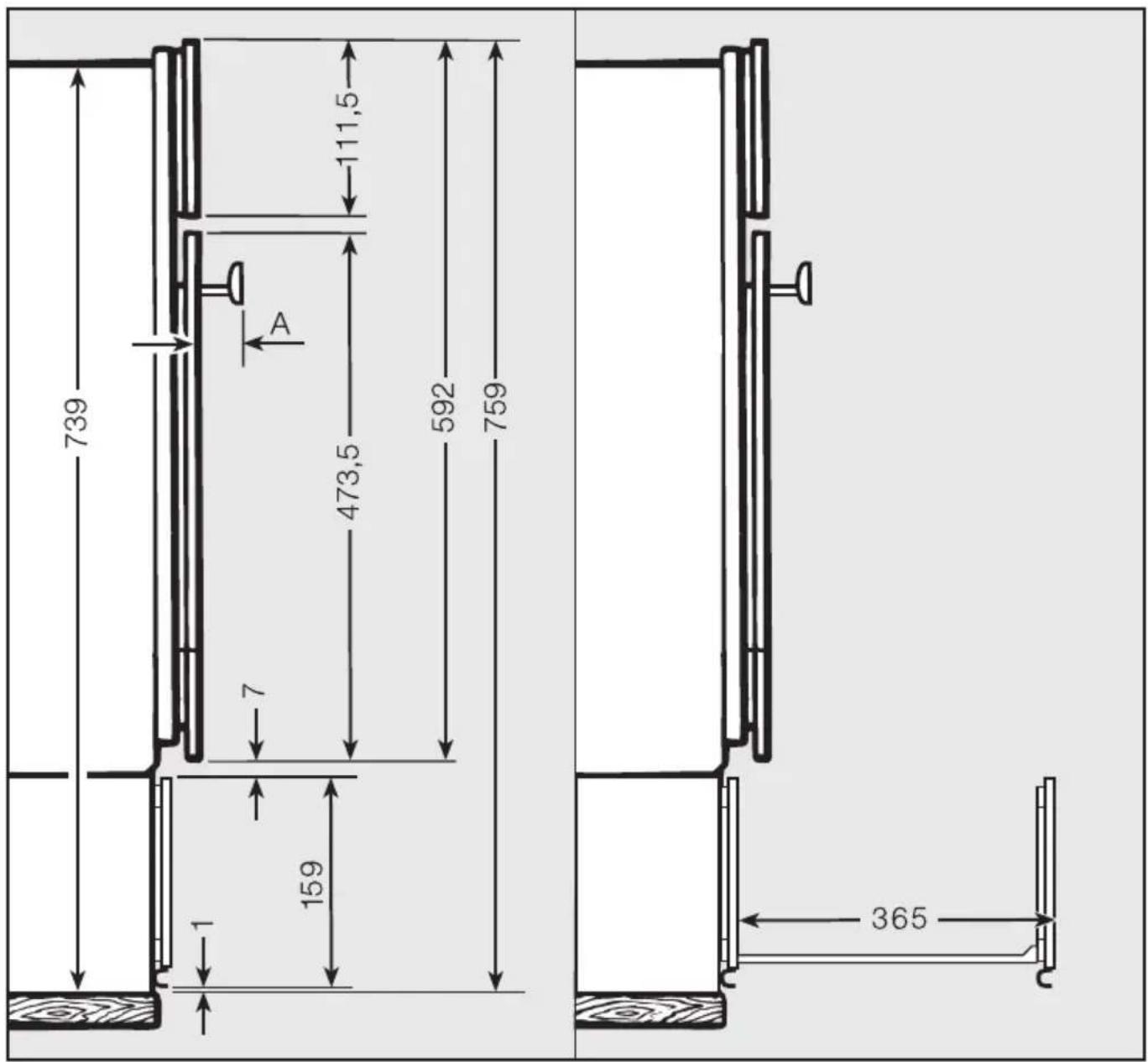 MIELE H 6650-55 BP - Detailmasse der Backofenfront Hxx5x-55 - 1