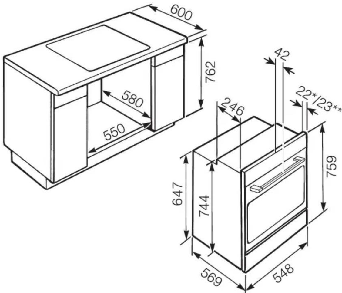 MIELE H 2251-1-55 B - Hxx5x-55: Einbau in einen Unterschrank - 1