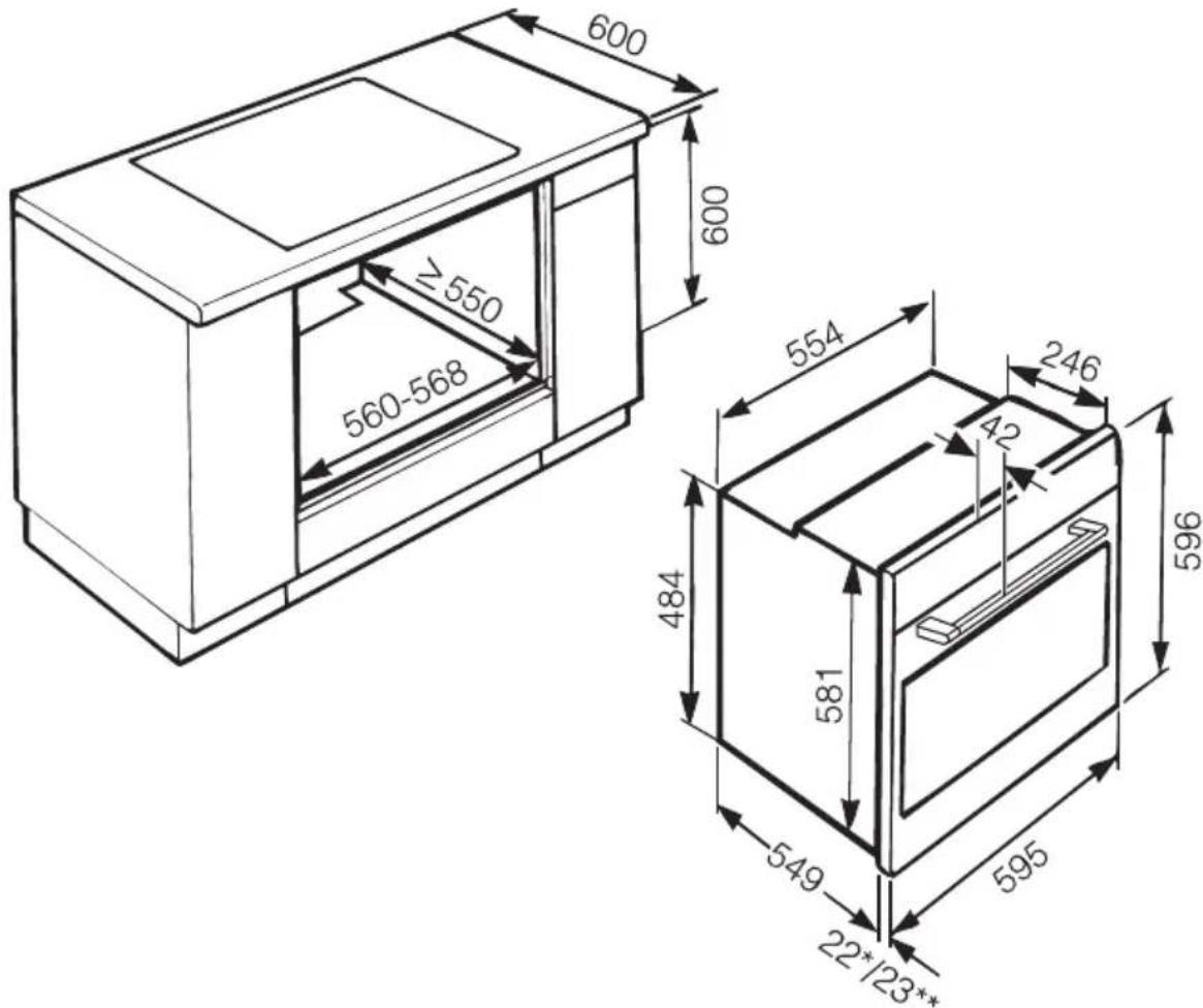 MIELE H 2251-1-55 B - Hxx6x-60: Einbau in einen Unterschrank - 1
