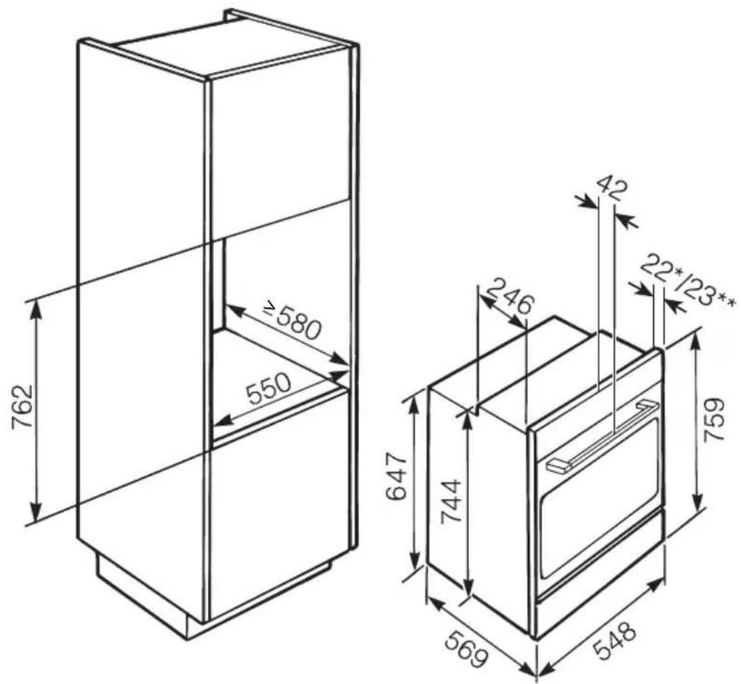 MIELE H 2251-1-55 B - Hxx5x-55: Einbau in einen Unterschrank - 2
