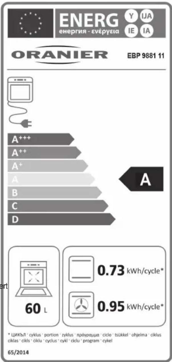 ORANIER EBP 9881 ES - Technische Daten und Abmessungen - 1