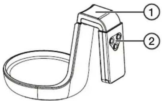 Technical diagram of a mechanical device with labeled parts 1 and 2
