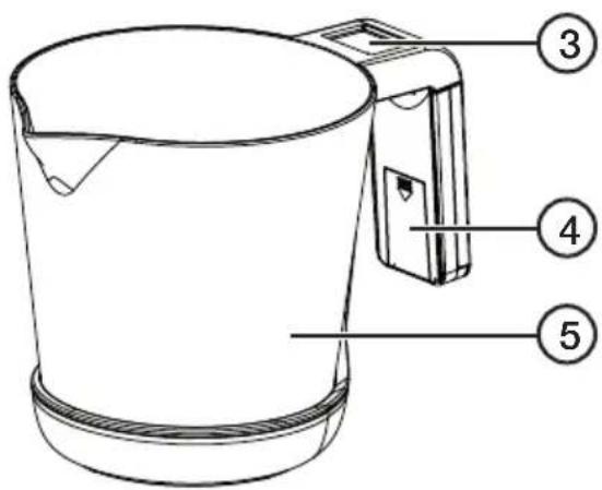 Technical diagram of a kettle with numbered parts labeled 3, 4, and 5